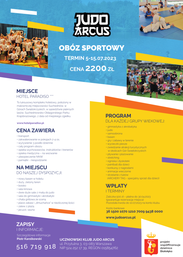 Plakat Obóz sportowy 2-15.07.2023